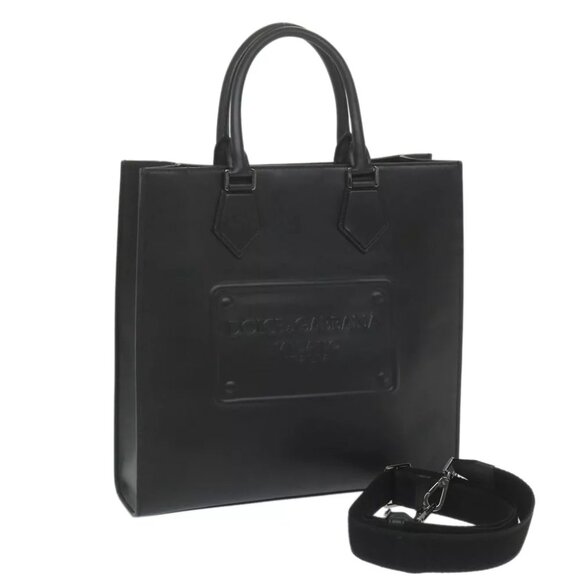 DOLCE&GABBANA Tote Bag Calf leather 2way Black Auth bs10232 - Picture 1 of 16